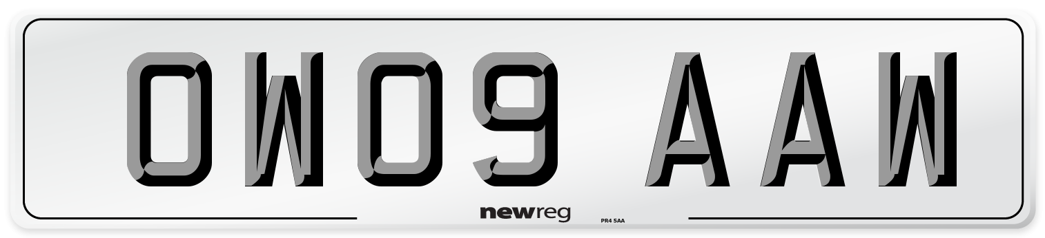 OW09 AAW Number Plate from New Reg
